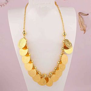 Pendant Necklaces Ethnic Arabic Coin Necklace Gold Plated Ottoman Turkish Lucky Jewelry Women Mother Day Gift Collar De Mujer Wedding Accessory Q240525