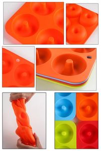 2021 DHL 4Colors Silicone Donut Mold Baking Pan DIY Doughnuts 6 graid Mould Maker Nonstick Silicone Cake Mold Pastry Baking Tools5045268