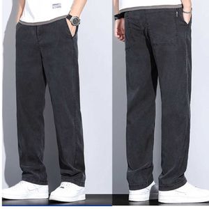 Men's Jeans 2024 Summer Thin Soft Lyocell Fabric Jeans Men Loose Straight Wide Leg Pants Elastic Waist Casual Trousers Plus Size M-5XL Q240525