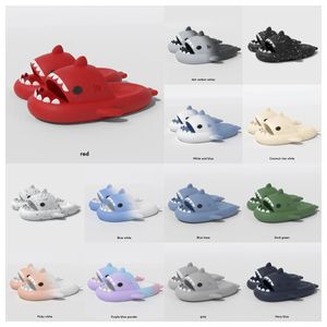 2024 New top designer woman sandal Summer Shark Slippers Men Couples Indoor Outdoor Shark Slides Thick Soled Shoes Sandals black white blue Gradient Flip Flops