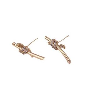 Designer Brand Micro Inlaid Light Luxury Rope Knot Wrapped Earrings With Advanced Design Sense Temperament Fashionabla and Exquisite 0tvx