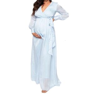 Custom v-neck sleeve plus size casual maternity dresses pregnant women long photoshoot dress