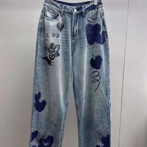 Basiskleider 23 Herbst Lose geradlinige lässige Graffiti -Jeans