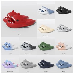 2024 designer woman sandal Summer Shark Slippers Men Couples Indoor Outdoor Shark Slides Thick Soled Shoes Sandals black blue Gradient Flip Flops