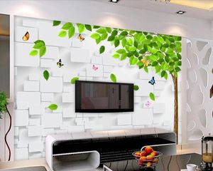 Sfondi Fresh Green Tree Green Butterfly 3D Wallpaper Papel De Parede Soggio