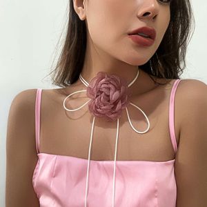Out Schmuck Ziehen Sie Halsholz Stoff Blumenkragen minimalistische Wachsfadenbänder Quasten Halskette