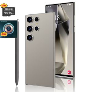 2024 핫 판매 스마트 폰 S24 Ultra 5G 7.3 incell Real Big Screen 12GB 512GB 7300MAH 3D 전기 도금 그라디언트 유리 후면 덮개