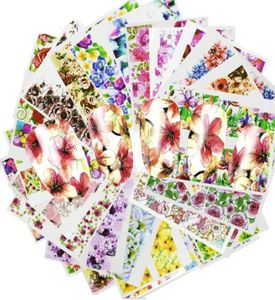 48pcs Transferência de água Projetado de unhas Blossom Flower Colorido Dicas completas Decalques de carimbo Decalques de unha A beleza A049096SET7603220