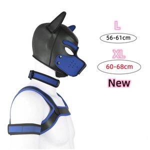 XL Büyük boyutlu köpek rol yapma neopren fetiş maske seti göğüs kayışı yakalı ve kol kayışı bdsm köle rol yapma seks giyim 240521