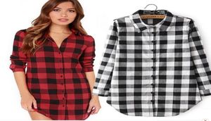 2018 New Checkered Plaid Blouses Shirt Cage雌の長袖カジュアルスリム女性プラスサイズシャツオフィスレディートップス8957689