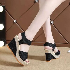 Каблуки сандалии клин Shigh Maogu Sandal Womens Summer Peep Peep Toe Shoes.