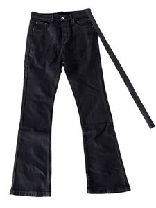 Men039s jeans ro stil nisch mörk borstvax beläggning rent svart högt elastiskt band jeans breda ben mikro flare byxor ser tunn6544154