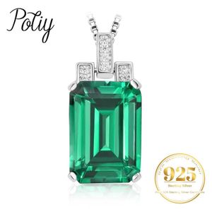 Pendant Necklaces Potiy 6ct Emerald Cut Nano Emerald Pendant Necklace No Chain 925 Sterling Silver for Women Daily Wedding Party Jewelry Q240525