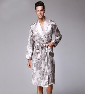 Men Robe 2018 Spring Novo Kimono Bathrobe Vestio Faux Restas de seda longa roupas de manga longa caseira banheira masculina geisha l xl xxl4407719