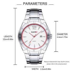 1PC New Fashionable Men'S Waterproof Steel Band Watch Calendar Quartz Watch