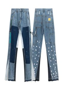 Модные бренд -дизайнерские штаны Gallxxyed Packwork Jeans Men039s и женщины 039s брызгивающие мыть