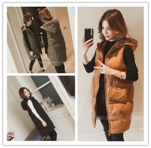 Women039s Zip Up Midlong Hooded Quilted Padded Puffer Vest Jacket Waistcoat2394903