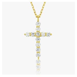 New Cross Cross Diamond Women S Clairbone Chain com K Gold Pingente Colar Neclace