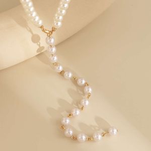 bead Jewelry round chain beaded necklace simple imitation pearl tassel long and niche necklace ed