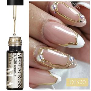 MEET ACROSS Metallic Gold Sliver Pink 5ml Liner Gel Nail Art Polish Painting Mirror Graffiti Stripe Design Varnish DIY 240510