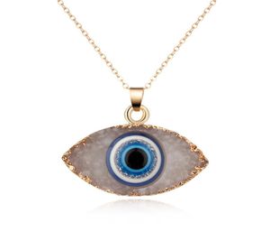 Neue Naturstein böse Augen Anhänger Halskette für Frauen Langkettige Kristall türkische Augen Halsketten Mädchen Glück Schmuck 4249415