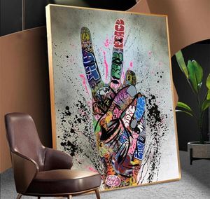 V Gesture Victory Picture Inspiring Wall Posters And Prints Graffiti Street Art Canvas Wall Art Painting For Living Room Cuadros182560552
