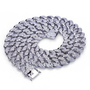 Hip Hop Cuban Chain,Auniquestyle Hiphop Men Necklace Chain Iced Out Miami Curb Cuban white Gold-color Paved Clear Rhinestones Luxury Je Pmuc