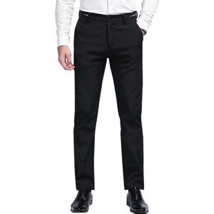 Mäns byxor 2021 Mens Suit Pants Spring Dress Pants Business Office Elastic Wrinkle Resistant Classic Black Trousers Male Big Size 40 Q240525