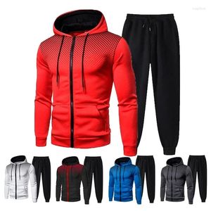 Sweater de trajes masculinos e calças de lã Conjunto de esportes casuais com zíper Casual American Solid Colors Inverno de outono 2024