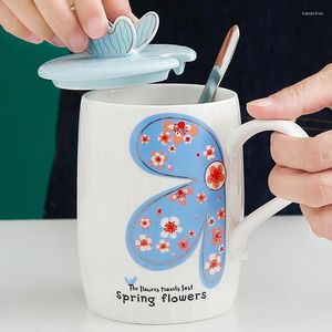 Кружки молоко кружка творческая облегчение керамическая чашка бабочка с трехмерной обложкой.