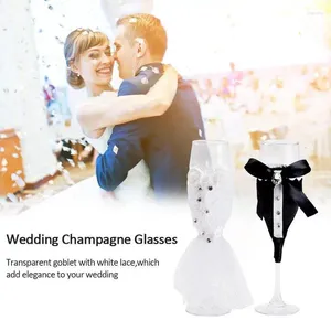 Party Decoration Wedding Wine Champagne Glasses Cup Set Bride and Groom Black White Dress Dekorativ för alla hjärtans dag gåva