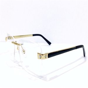 新しいファッションデザイン光学メガネ0105平方フレームリムレス透明レンズクラシックシンプルでビジネススタイルのアイウェア303g