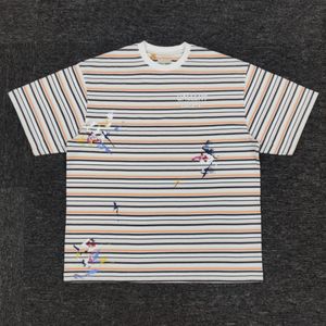 Striped Printing Vintage T-Shirt Tee Men Women High Quality Cotton Oversized T Shirt Top