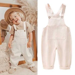 Overaller Rompers 2024 Ny spets sommar jumpsuit casual jumpsuit baby ärmlös ren bomullsskydd förskolepojkar och flickor set wx5.26