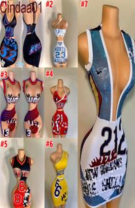 デザイナーの女性スポーツドレス2ピーススーツバスケットボールベビー衣装女性セクシーなプリントドレスコレクションセット2978032