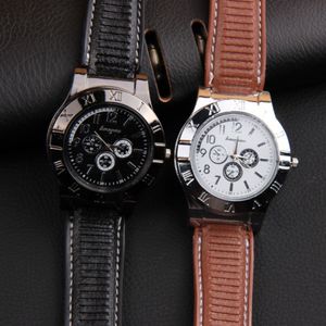 2019 Ny Flameless uppladdningsbar USB Cigarettändare klockor Relogio Masculino Clock Lighter Men's Quartz Wristwatch Kol Saati 236b