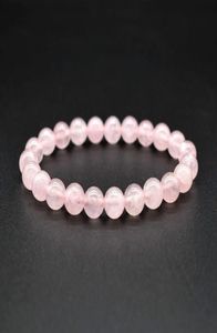 6 8 10 mm Pink Rose powder Crystal quartz natural stone Bracelet Elastic pulse jewelry1498113