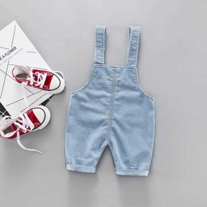 Overalls Rompers Lace denim jacket with adjustable solid color fashionable and simple casual clothing Uni cotton denim baby summer jacket WX5.26