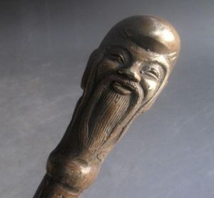 Rare Chinese Brass Carved statue Dragon Longevity god Shoehorn7875816