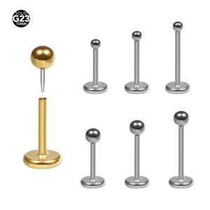 2pcs 20g /18g G23 Titanium Push-in nariz anel Labret Ring Lip Piercing Jóias 18K Brincos de cartilagem de ouro 20g 0,8mm