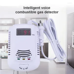 Ankomst hem fristående plug-in brännbar gasdetektor lpg lng kol naturlig läckalarm röstvarning sensor