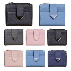 Mode triangel plånböcker läder handväska lyxiga designer kort hållare kvinnor mens med korthållare plånbok spänne kort nyckelpås spegel kvalitetsmynt plånböcker med låda