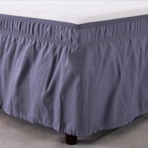 Saia de cama cinza escuro king size enrolar em torno de pó babados elástico e fácil instalação de camas de camiseta de camisa de camisa de camisa de resistência desbotamento lavável