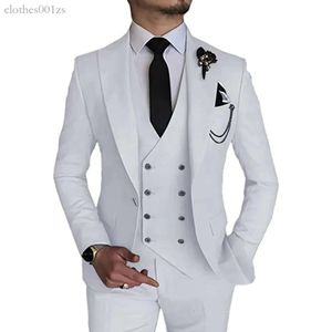 Blazer da 3 pezzi da uomo Slip Fit One Botton Smoker Blazer Pants Formale Business Wedding Suit 231205 C1B2