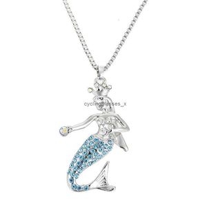2024Creative Korean version of sparkling diamond mermaid clothing paired with necklace autumn/winter sweater chain womens collarbone jewelry