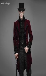 Whole Gentleman Velvet Gothic Baroque Vintage Victorian Trench Coat Winter Jacket Tail Coat RED CT022021647603