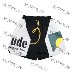 Designer Mens Rhude Shorts Summer Fashion Beach Pants Men High Quality Rhude Short Street Wear Red Blue Black Purple Pants Mesh Drawstring dragkedja Shot 5e03