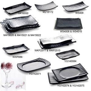 Melamine Dinnerware Dinner Plate Plate Frost Black Retângulo LRREGULAR Restaurante Moda Sushi Placas A5 Melamina Tableware 277z