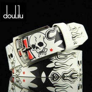 Designer PU Strap Strap Skull Men's Skull Pattern CEINTURE HOMME PUNK COWBOY CINTO CASUAL CHUMO DE MAÇA MONE