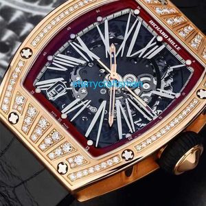 Richamills Luxury Watches Mechanical Chronograph Mills Mens Series RM023 18K ROSE Gold Оригинальное бриллиантовое модное повседневное автоматическое механическое запястье Wat Stac